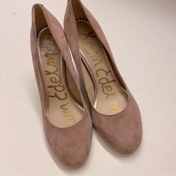 Sam Edelman Stillson Pump shoe blush pink Suede round toe block heel 8.5 New - Picture 3 of 13